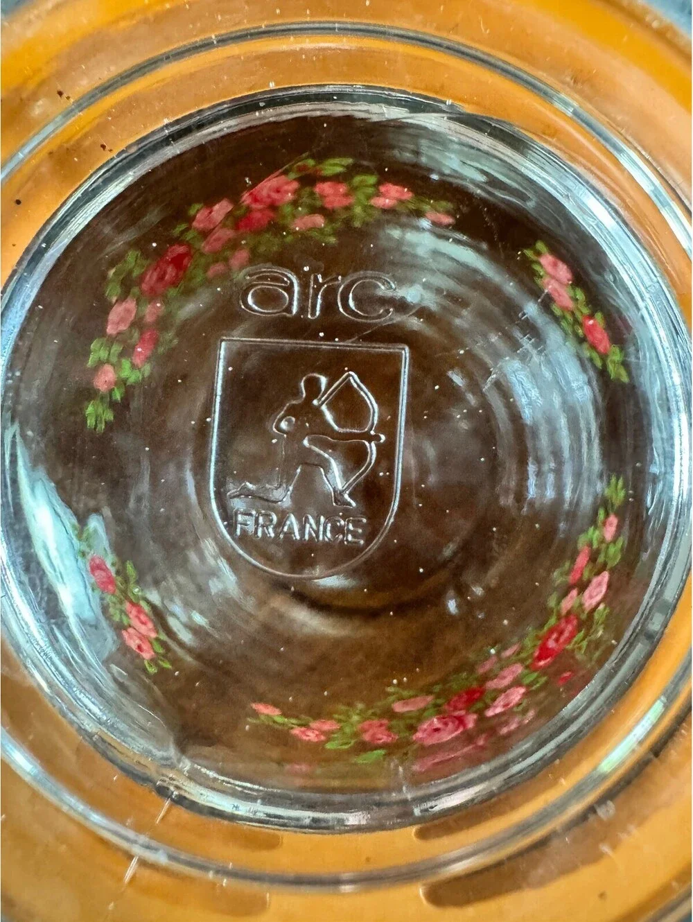 Vintage ARC France Glass Canister Set – Red Rose Pattern (Set of 2)